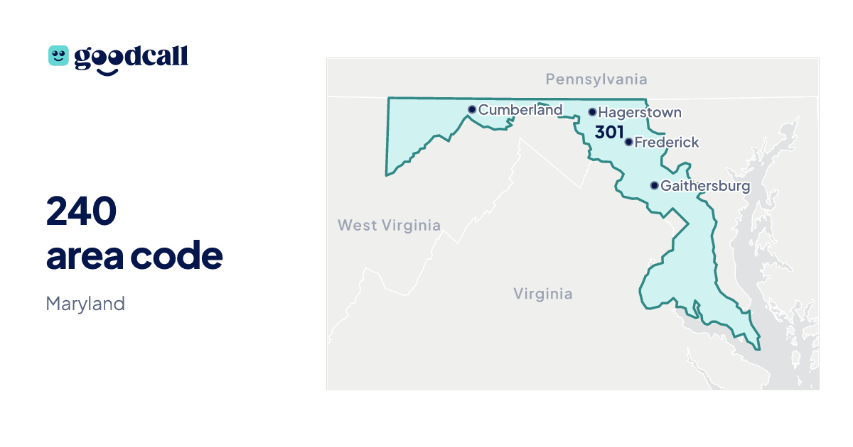 240 area code: Maryland
