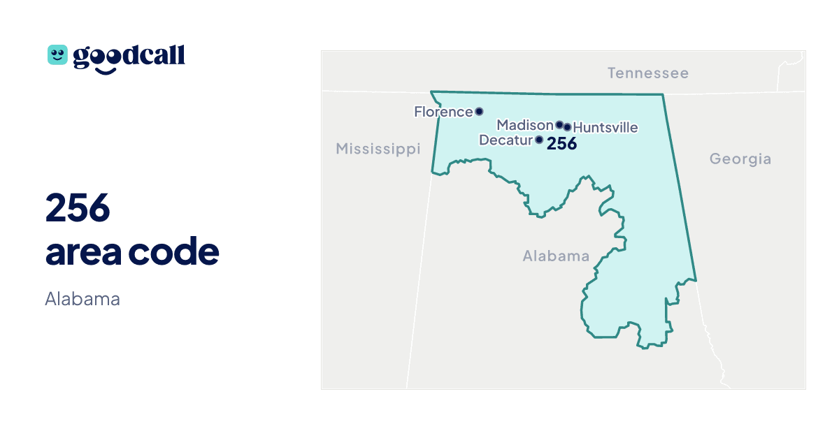 256 area code: Alabama